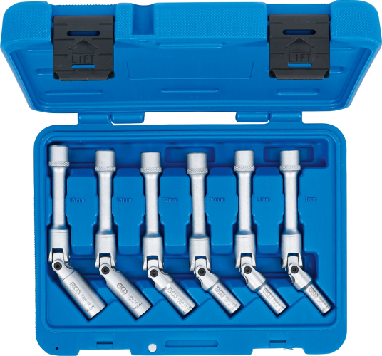 Universal Glühkerzen-Gelenkschlüssel-Satz. Sechskant | Antrieb Innenvierkant 10 mm (3/8") | SW 8 - 16 mm | 6-tlg. BGS 2986