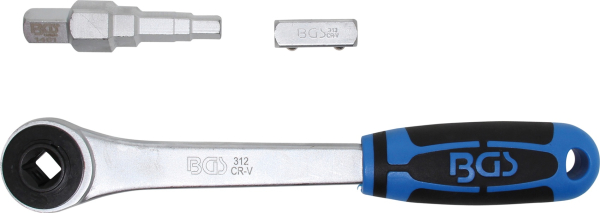 Durchsteckknarre mit Adapter und Stufenschlüssel | Abtrieb Innenvierkant 12.5 mm (1/2") BGS 314