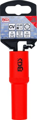 VDE-Steckschlüssel-Einsatz Sechskant | Antrieb Innenvierkant 12.5 mm (1/2") | SW 12 mm BGS 72062