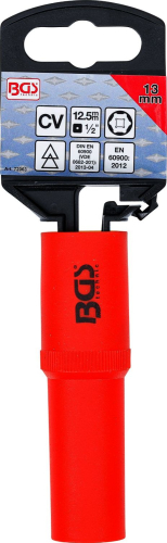VDE-Steckschlüssel-Einsatz Sechskant | Antrieb Innenvierkant 12.5 mm (1/2") | SW 13 mm BGS 72063