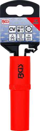 VDE-Steckschlüssel-Einsatz Sechskant | Antrieb Innenvierkant 12.5 mm (1/2") | SW 14 mm BGS 72064
