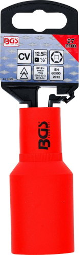 VDE-Steckschlüssel-Einsatz Sechskant | Antrieb Innenvierkant 12.5 mm (1/2") | SW 27 mm BGS 72077