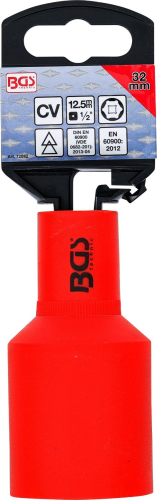 VDE-Steckschlüssel-Einsatz Sechskant | Antrieb Innenvierkant 12.5 mm (1/2") | SW 32 mm BGS 72082