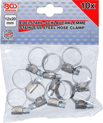 Schlauchklemmen | rostfrei | 12 x 20 mm | 10-tlg. BGS 8095-12x20