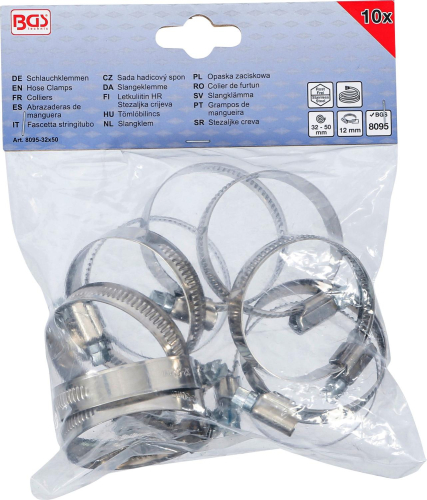 Schlauchklemmen | rostfrei | 32 x 50 mm | 10-tlg. BGS 8095-32x50