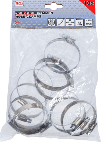 Schlauchklemmen | rostfrei | 40 x 60 mm | 10-tlg. BGS 8095-40x60