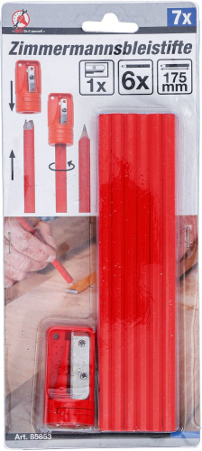 Zimmermannsbleistifte | 175 mm | mit Spitzer | 7-tlg. BGS 85853