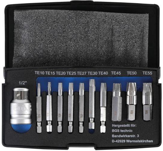 Schraubenausdreher-Satz | für defektes T-Profil (für Torx) T10 - T55 | 11-tlg. BGS 9170