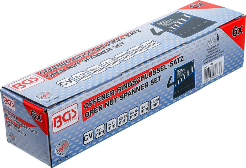 Offener Doppel-Ringschlüssel-Satz | SW 8 x 10 - 17 x 19 mm | 6-tlg. BGS 1761