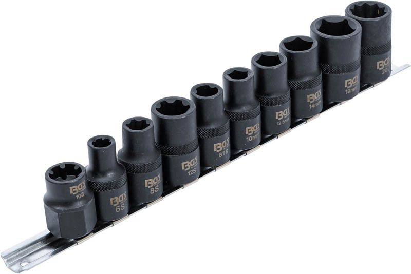 Spezial-Kfz-Steckschlüssel-Einsätze | 3-/5-/6-/10-kant | 10-tlg. BGS 2560