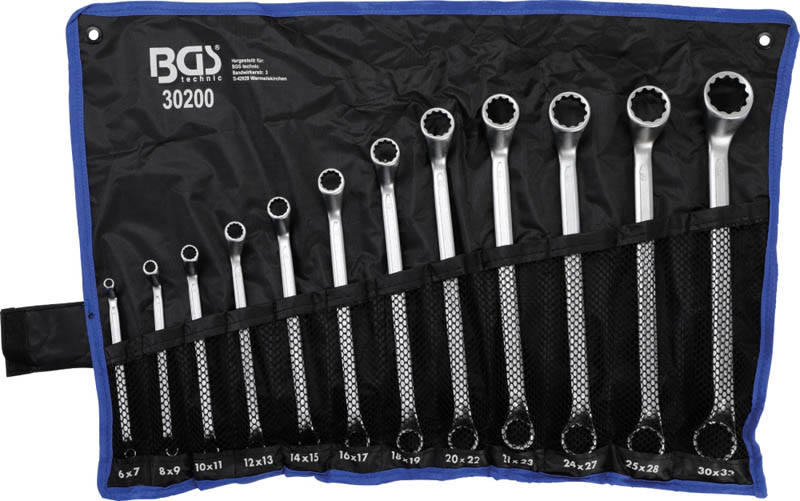 Doppel-Ringschlüssel-Satz | tief gekröpft | SW 6 - 32 mm | 12-tlg. BGS 30200
