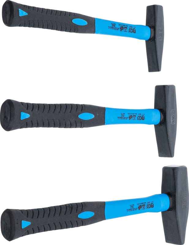 Schlosserhammer-Satz | Fiberglasstiel | DIN 1041 | 300 / 500 / 800 g | 3-tlg. BGS 3845