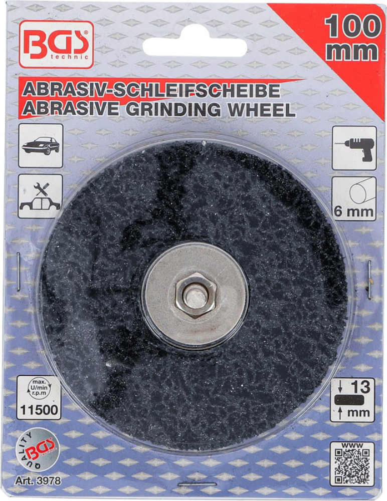 Abrasiv-Schleifscheibe | schwarz | Ø 100 mm | Aufnahmebohrung 8 mm BGS 3978