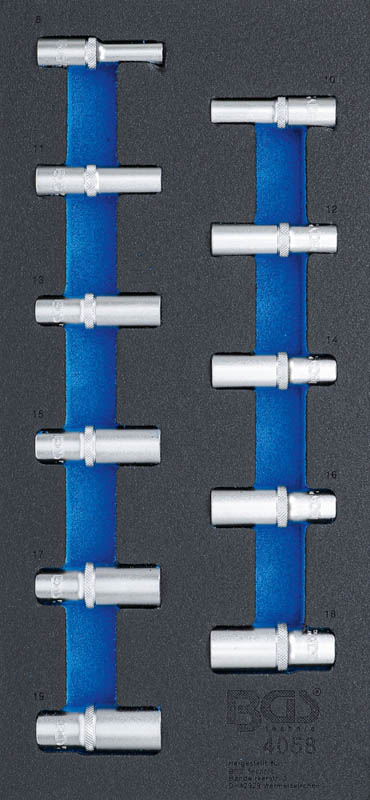Steckschlüssel-Einsätze Sechskant | 10 mm (3/8") | 8 - 19 mm | tief | 11-tlg. BGS 4058