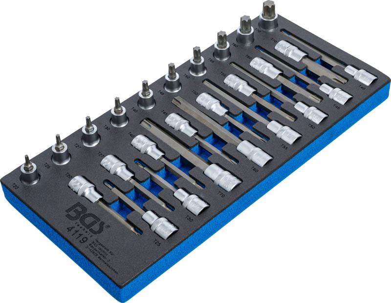 Bit-Einsatz-Satz | Antrieb Innenvierkant 12.5 mm (1/2") | T-Profil (für Torx) | 26-tlg. BGS 4119