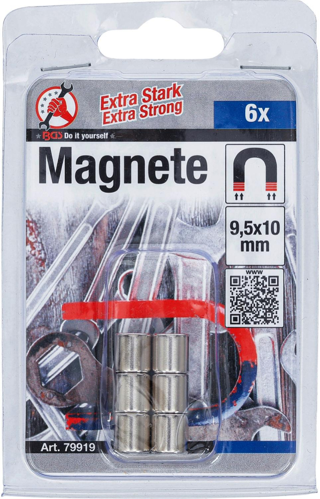 Magnet-Satz | extra stark | Ø 9.5 mm | 6-tlg. BGS 79919