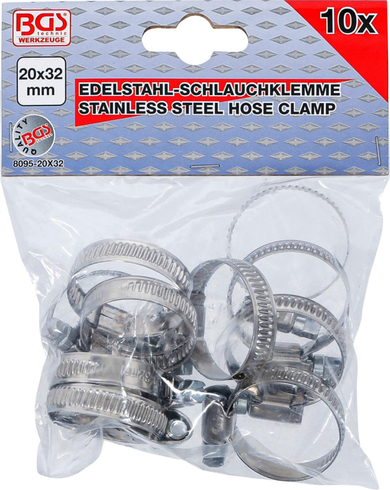 Schlauchklemmen | rostfrei | 20 x 32 mm | 10-tlg. BGS 8095-20x32