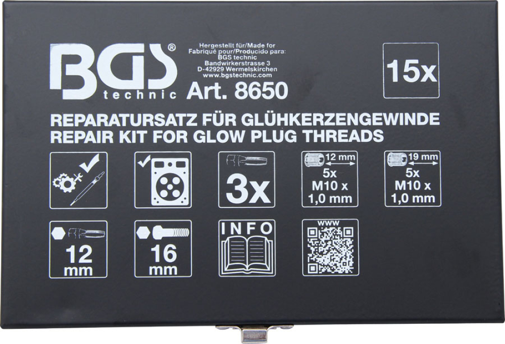 Reparatursatz für Glühkerzengewinde | M10 x 1.0 mm BGS 8650