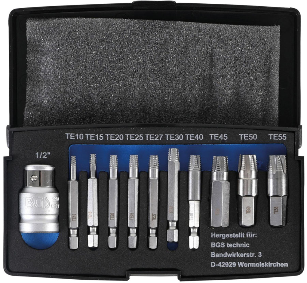 Schraubenausdreher-Satz | für defektes T-Profil (für Torx) T10 - T55 | 11-tlg. BGS 9170